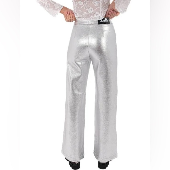 LAAGAM Metallic Wide Leg High Rise Pants NWT Size XXS - Picture 13 of 15